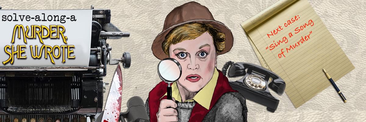 Image of Angela Lansbury as Jessica Fletcher in A Murder She Wrote, holding a magnifying glass and deer stalker hat